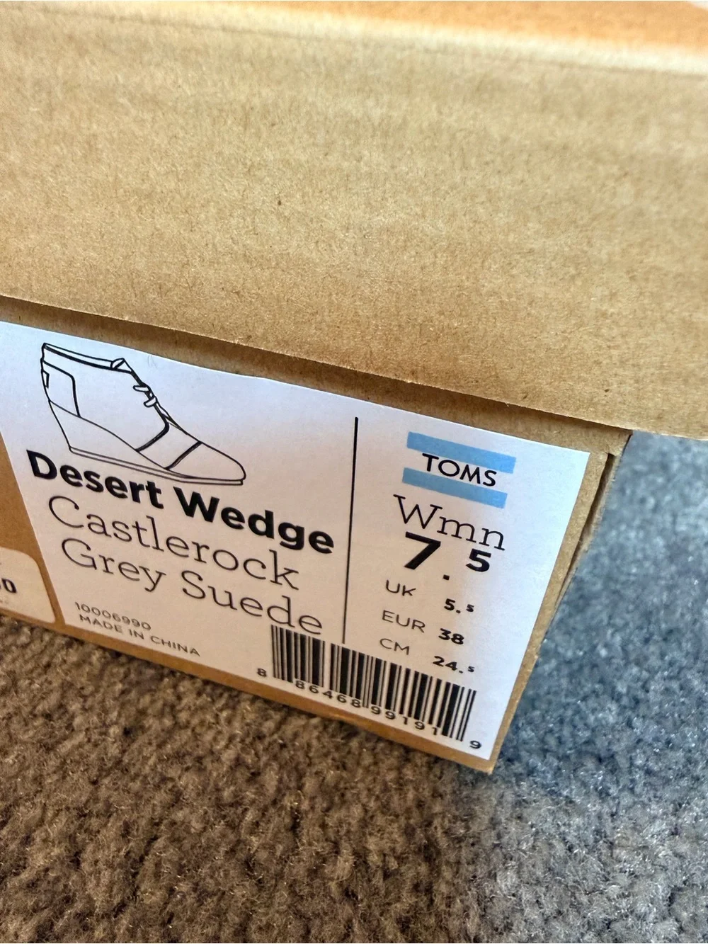 Toms Gray Suede Wedge Ankle Boots